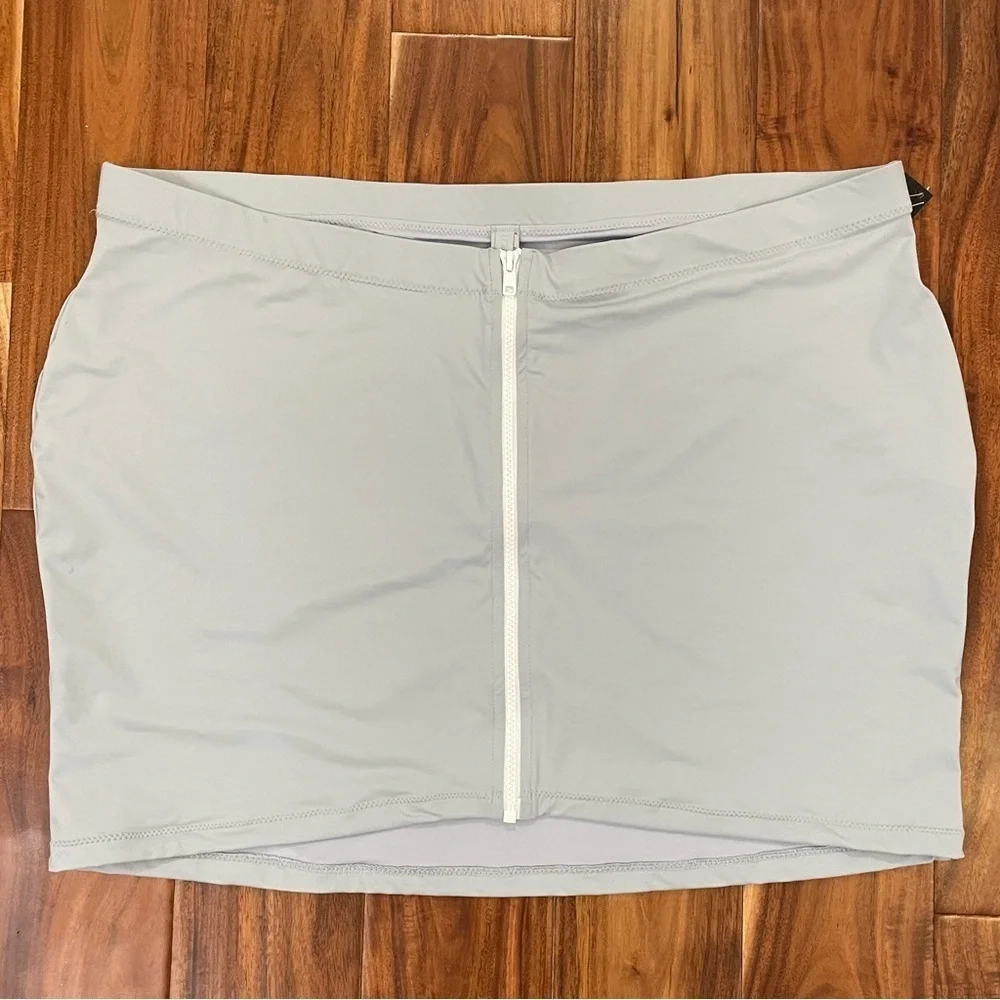 Skims Women Plus Size Sporty Zipper Swim Mini Skirt Blue Pacific Size 4x NWT.